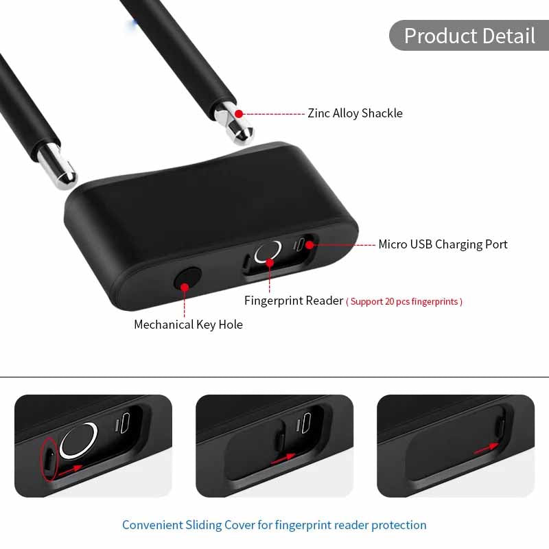 Fingerprint Waterproof Safe Smart U Bike Lock