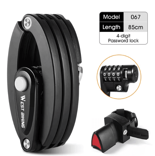 Durable PA6 & Steel Folding Bike/E-Scooter Lock with 4-Digit Code